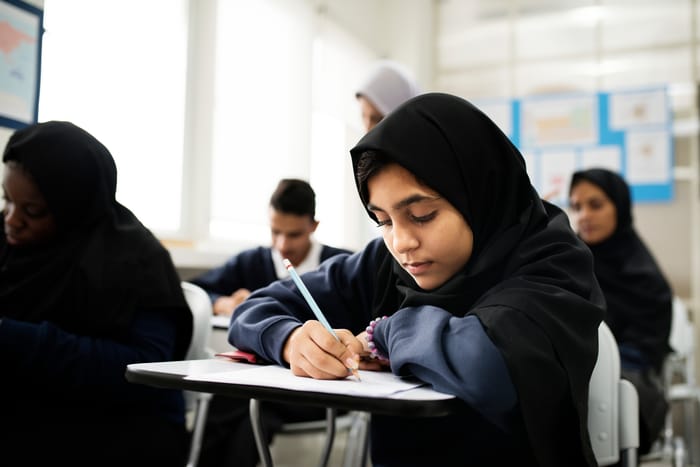 Muslim children learning at school