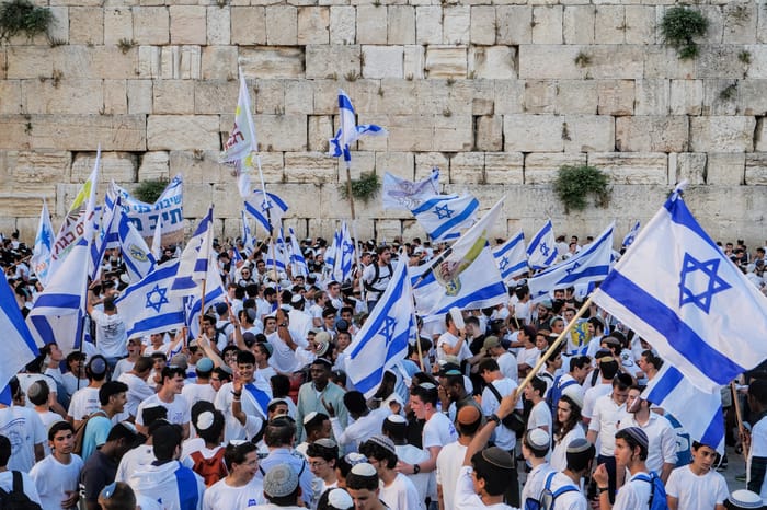Jerusalem Day celebrations near the Western Wall in the Old City of Jerusalem