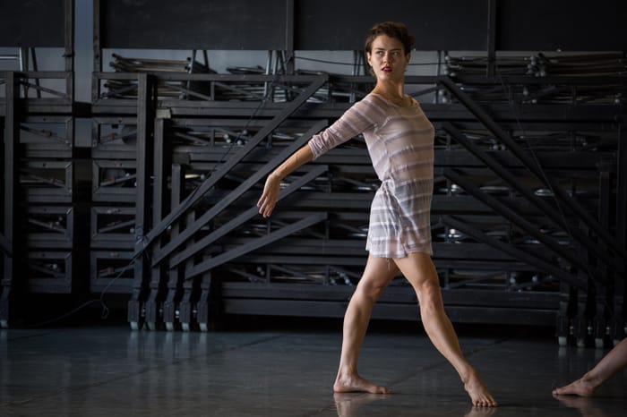 Dancers of the Batsheva Dance Ensemble seen during rehearsals 