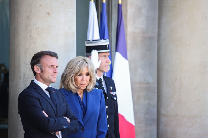 Emmanuel Macron and his wife Brigitte