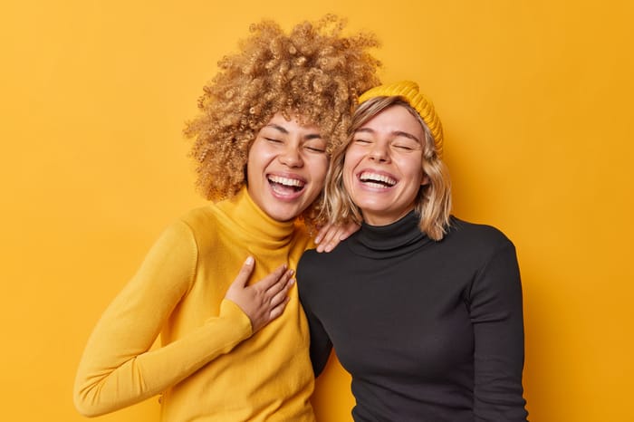 Two women laughing