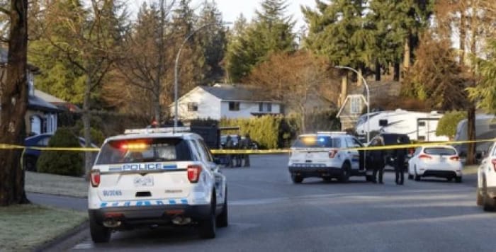 Police at a crime scene.