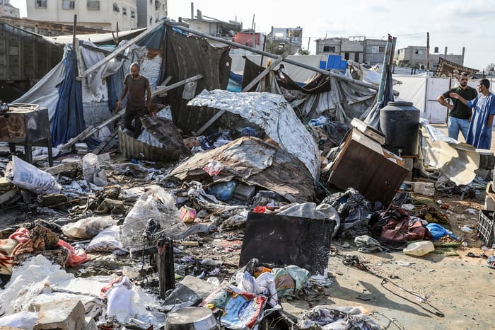 Palestinians in Khan Yunis, on July 2, 2025. 