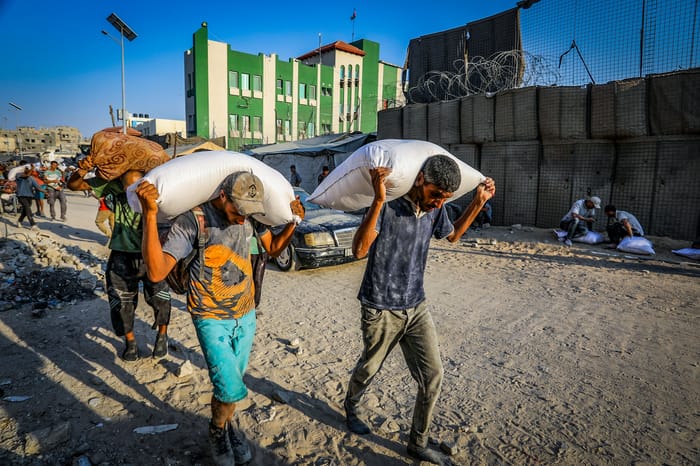 Humanitarian aid to Gaza.