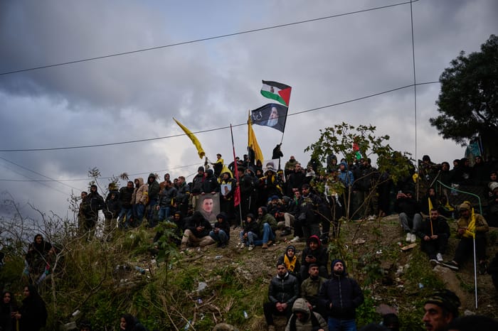Hezbollah supporters mourning Hassan Nasrallah.