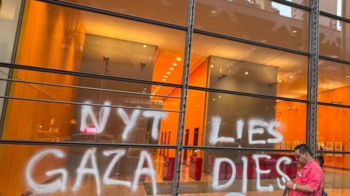 Spray vandalized NYT building