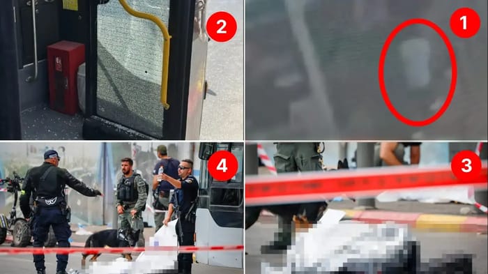 Scenes from the terror attack at Ramot Junction
