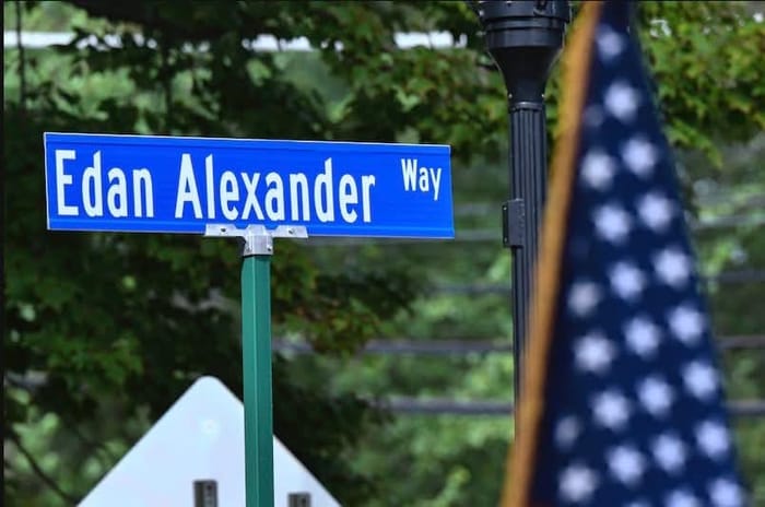 Former Hostage Edan Alexander in NJ at street dedication