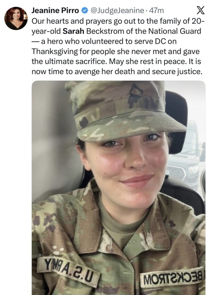 U.S. Army Specialist Sarah Beckstrom, 20 has died from her injuries