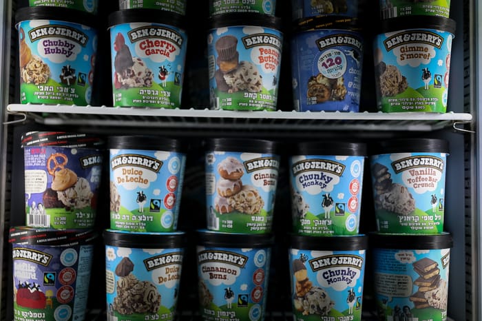 Ben & Jerry's ice creams on sale at a shop in Jerusalem on July 19, 2021.