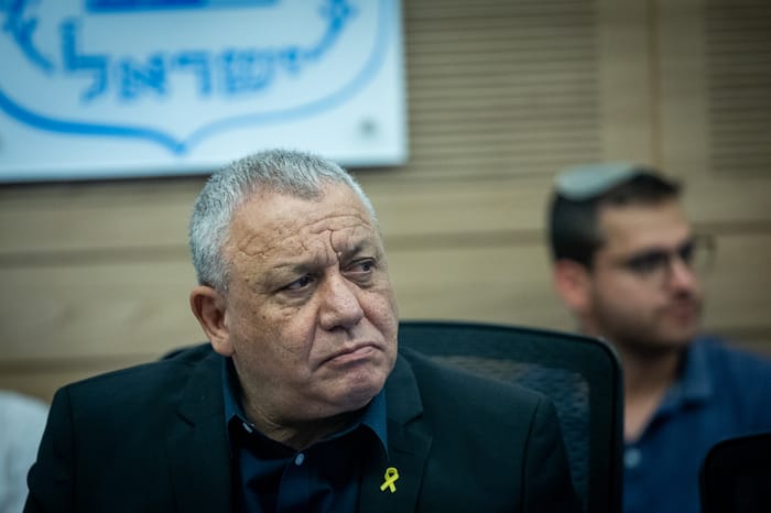 MK Gadi Eizenkot attends a Defense and Foreign Affairs Committee meeting on the ultra-Orthodox draft law at the Knesset, the Israeli parliament in Jerusalem on July 17, 2024. 