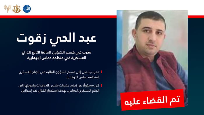 An IDF graphic in Arabic featuring the eliminated terrorist.