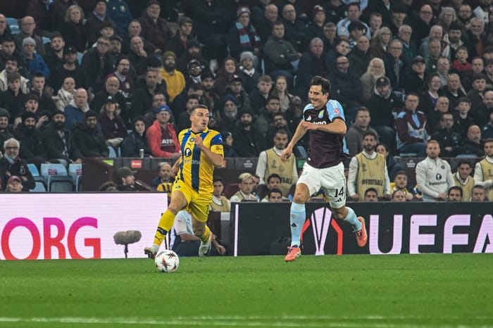The UEFA Europa League match between Maccabi Tel Aviv and Aston Villa at Villa Park Stadium in Birmingham, England, November 6, 2025, played with no Israeli fans.