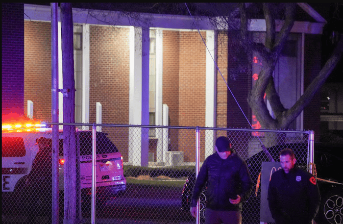 Police officers on the scene of the shooting.