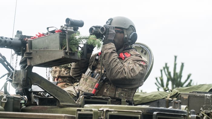 A Danish soldier at Joint exercise Brave Lion at Oksboel, Denmark in November 2017