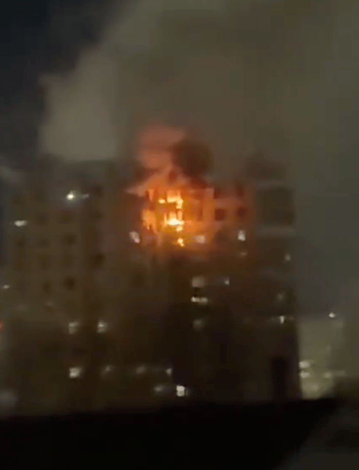 Illustrative: an exploding building.