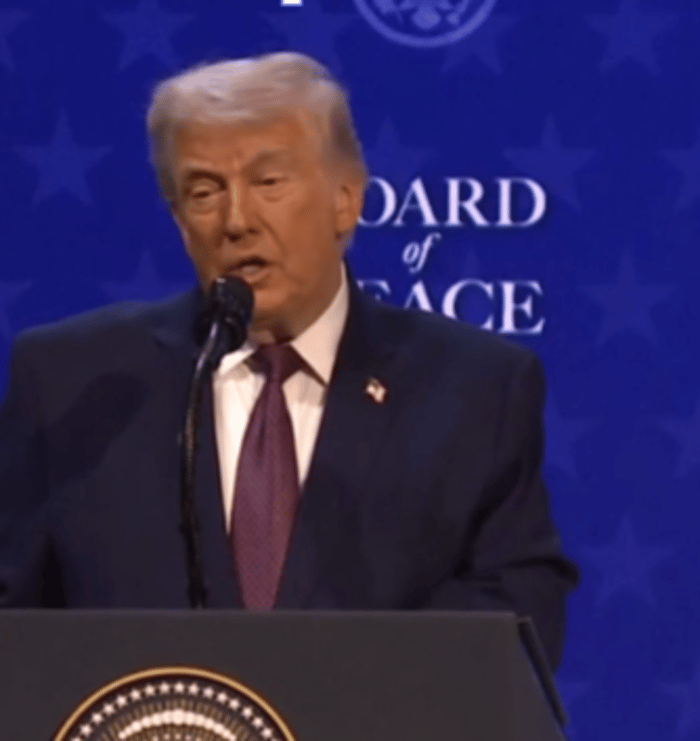 Trump at the signing of the Board of Peace
