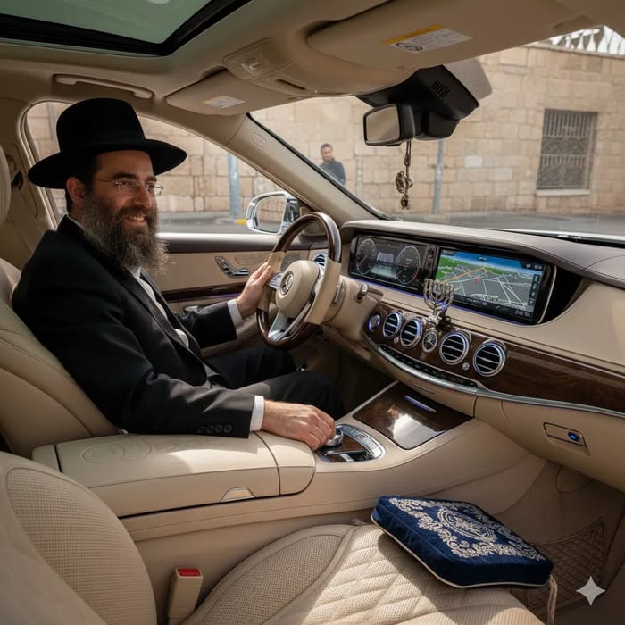Haredi man driving a car