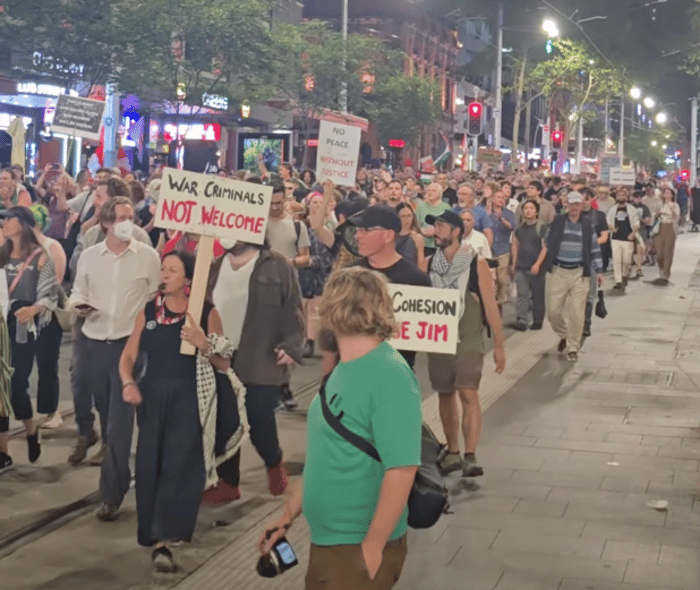 Demonstrating against Herzog's visit to Australia