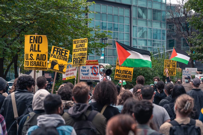 Pro-Palestinian Protesters outside CUNY Law School
