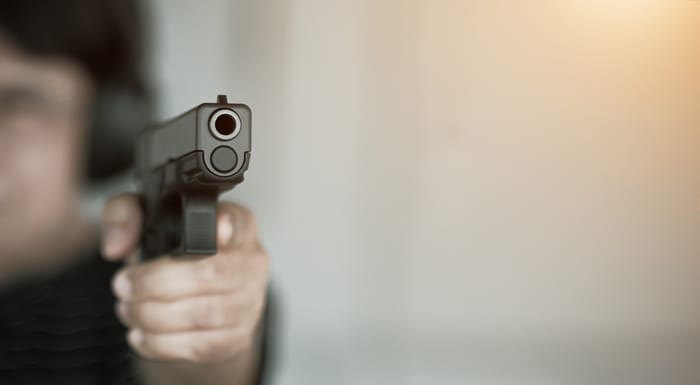 Pointing a gun