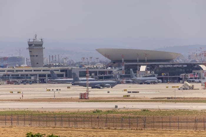 US planes parked at Ben Gurion