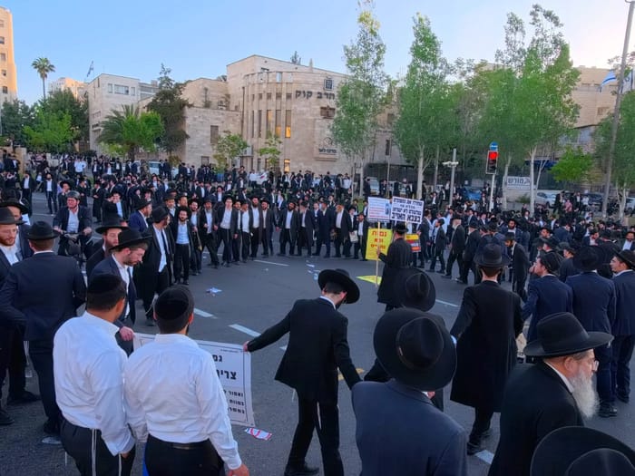 Peleg Yerushalmi demonstrates against the draft