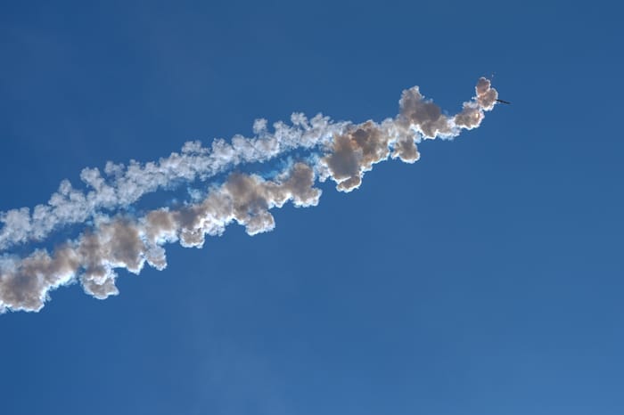 Interceptor missile near Israel-Lebanon border, June 1, 2026