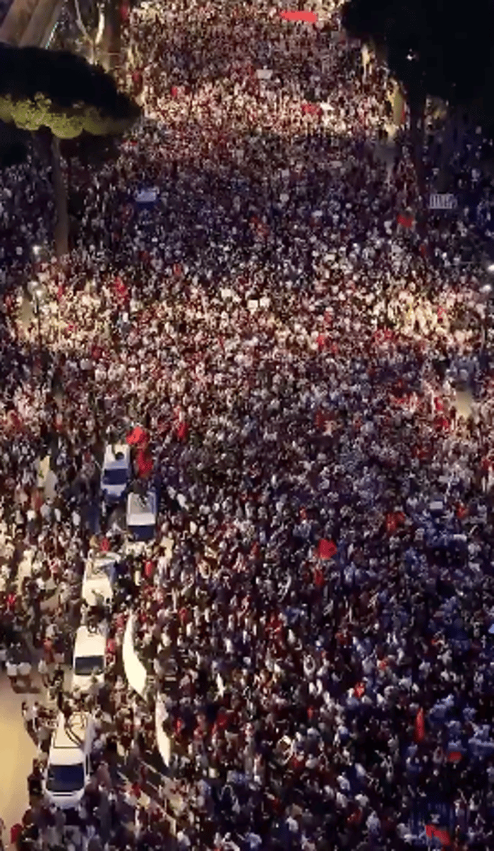 Albanians protesting Trump and Kushner's resort plan