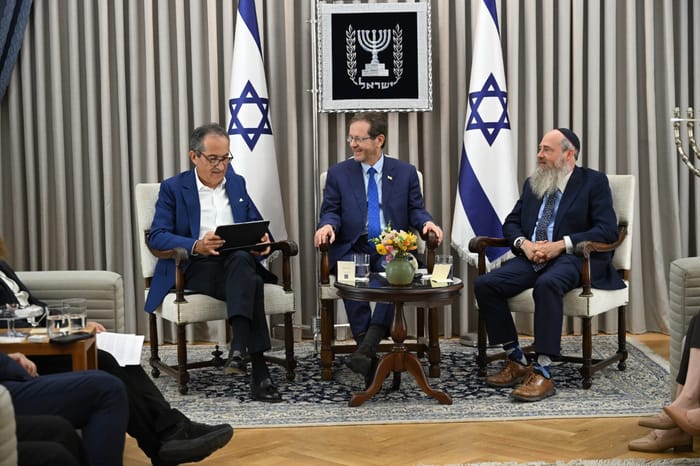 Philanthropist Patrick Drahi President Herzog,Rabbi Meni Even-Israel