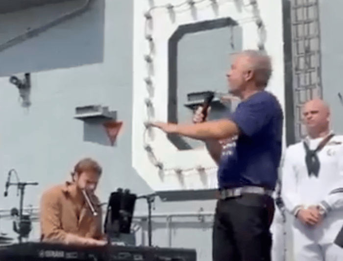 Alon Ohel Performs "Superman" Aboard USS Nimitz 
