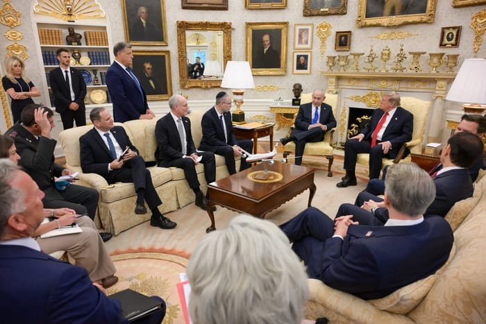 Prime Minister Benjamin Netanyahu visiting Trump in the White House