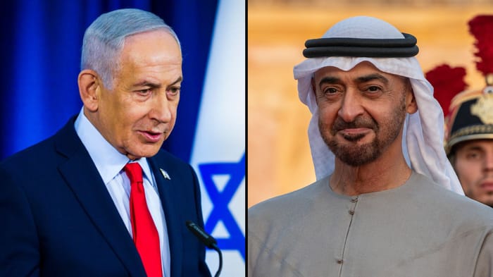 Right: Mohammed bin Zayed; left: Netanyahu