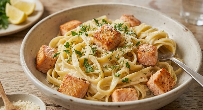 Creamy salmon pasta