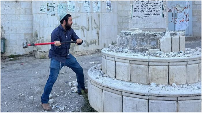 MK Tzvi Sukkot Destroys Memorial to Terrorist