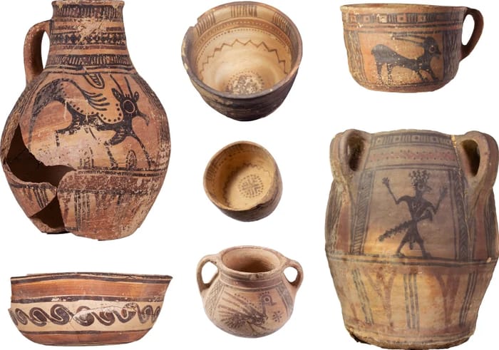 Some of the pottery vessels that were uncovered