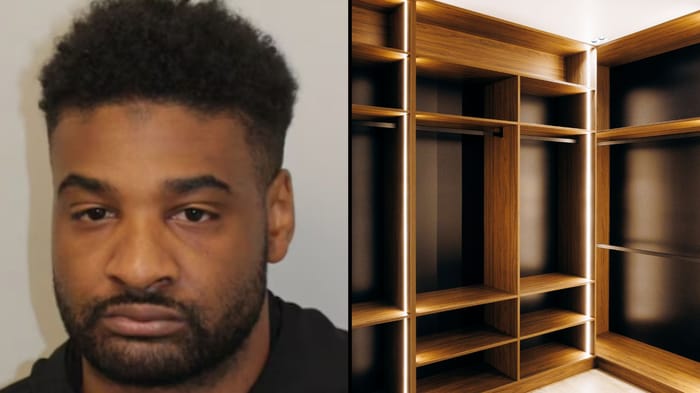 Left: Joel Lewis; right: wardrobe closet, illustration