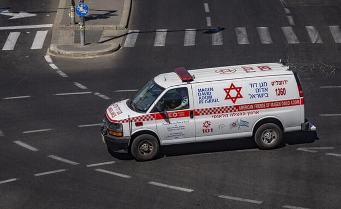 Magen David Adom ambulance at the scene 