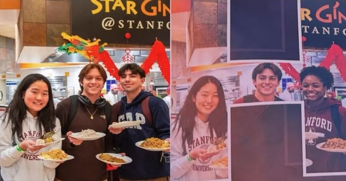 Left: the original photo; right: after AI editing