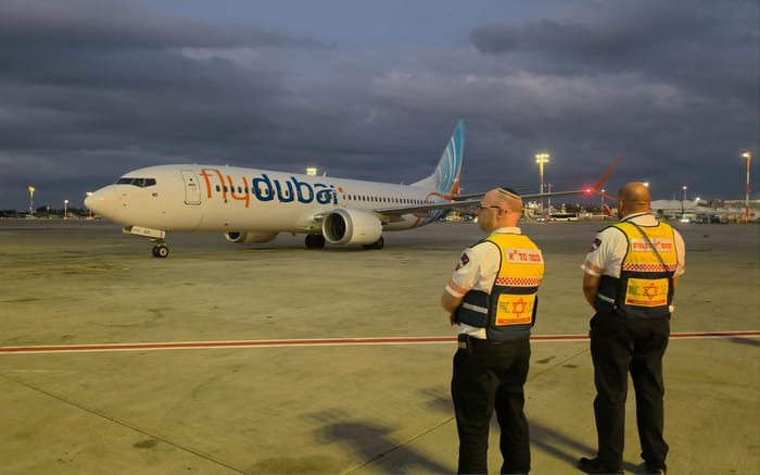 The Fly Dubai rescue plane in Israel