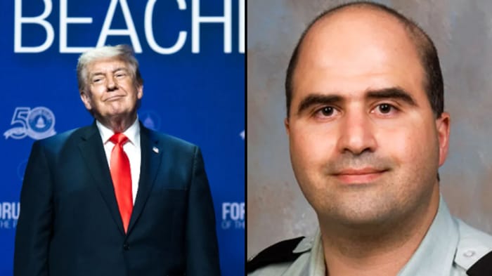 Right, Nidal Hasan; left, President Trump