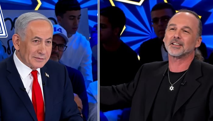 Avishai Ben Chaim and the prime minister last night on The Patriots