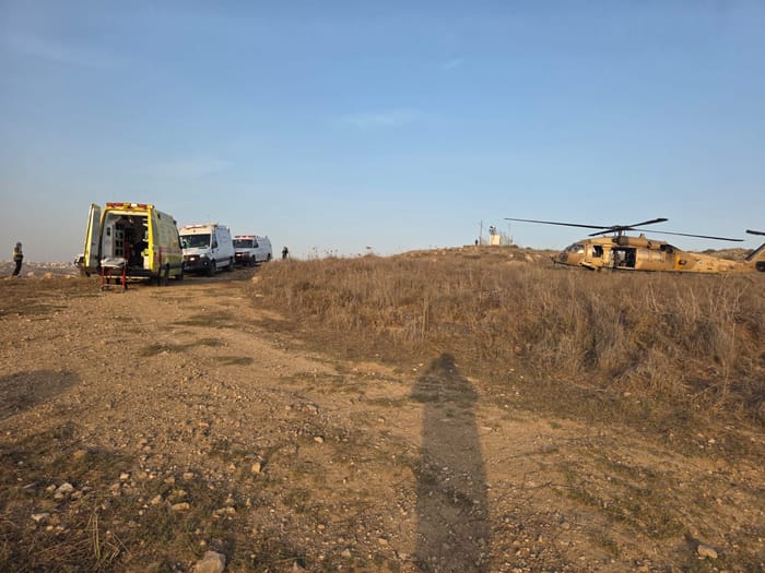 The helicopter at the scene, today