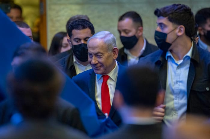 Netanyahu at Tuesday night's victory celebration