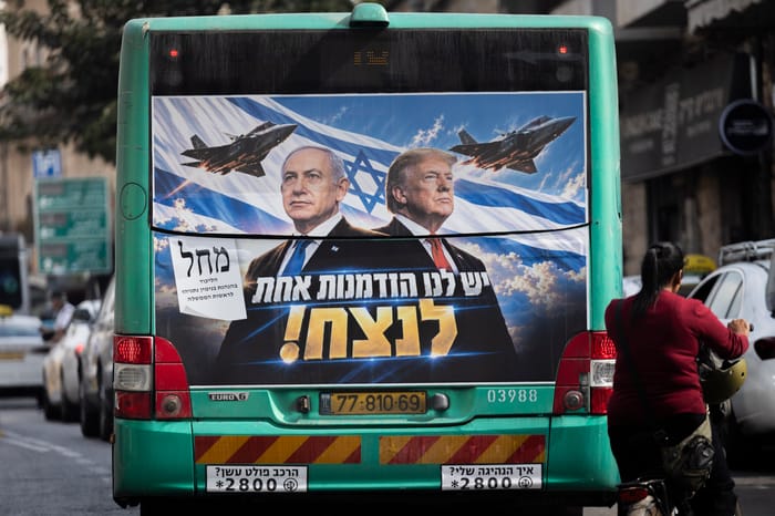 Trump in a Likud campaign spot
Photo: Yonatan Sindel/Flash90