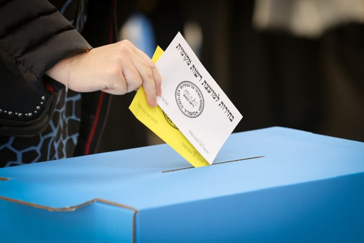 Voting at a polling station
