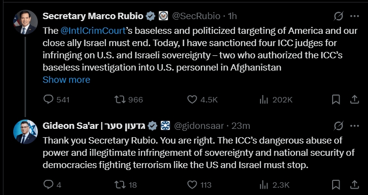 Rubio and Sa'ar, best of friends.