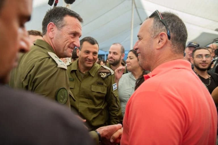 Chief of Staff Hertzi Halevi with parents at the Recruitment Base