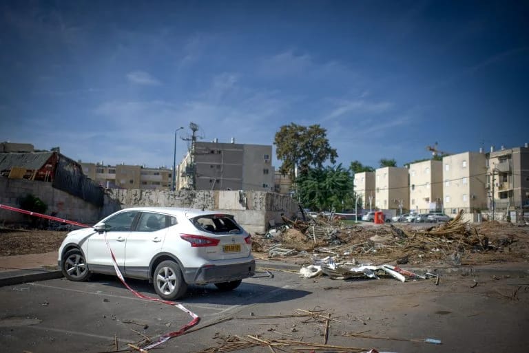 Sderot wreckage following a Hamas attack.