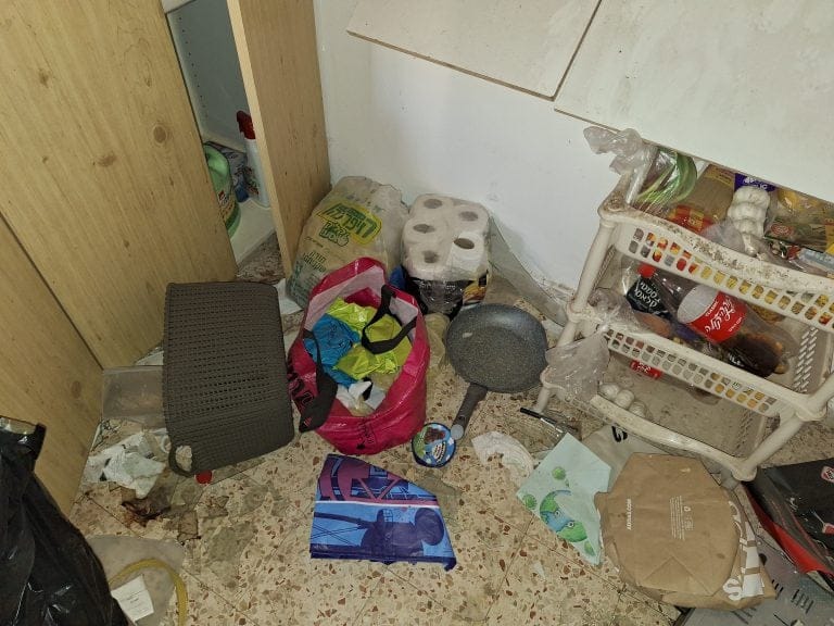 The kitchen of the late Alon Shimriz's house, everything remains from that day